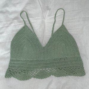 Forever 21 Light Green Crochet Tank Top